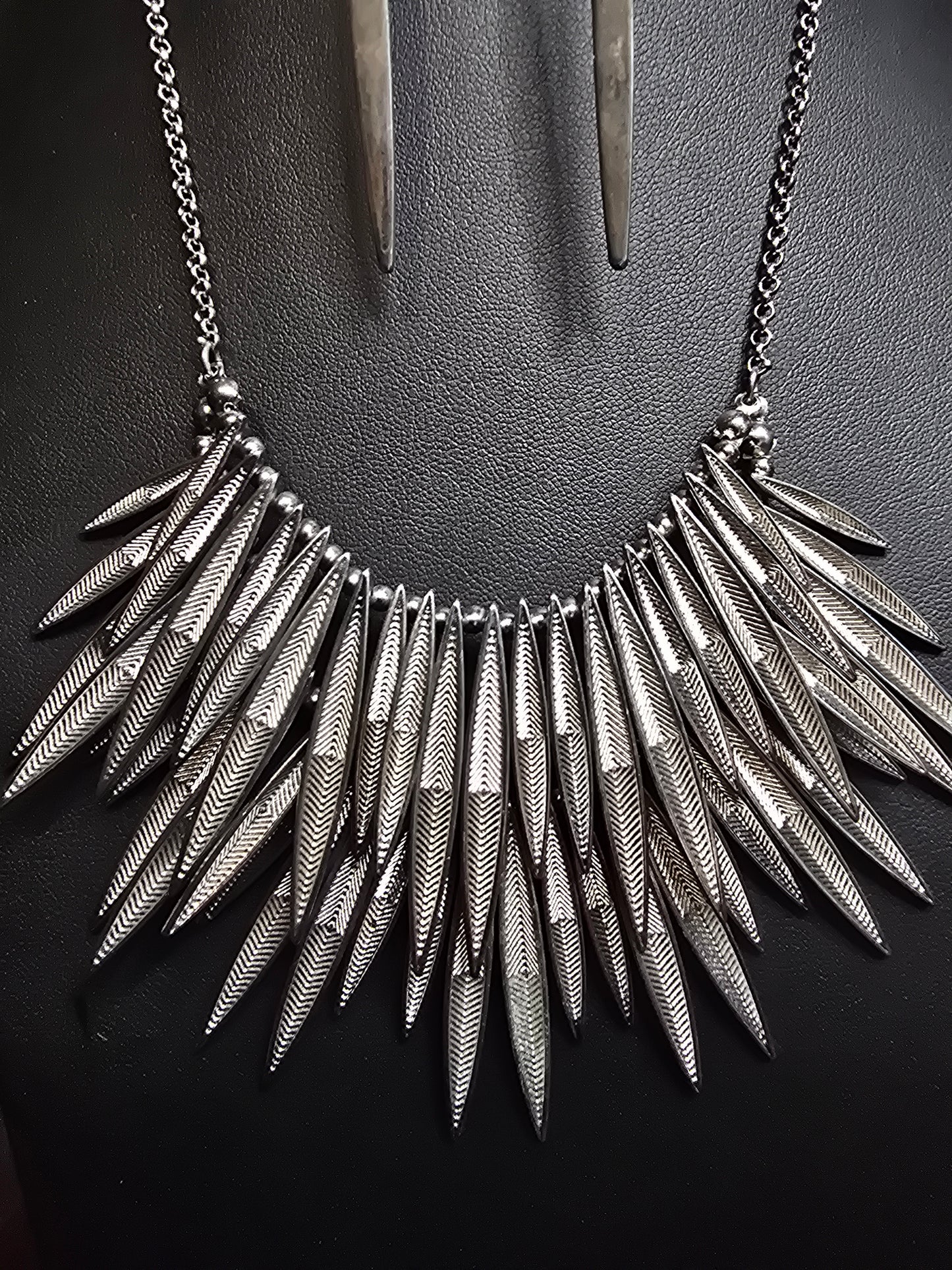 Preloved Silver Statement Necklace & Earrings Set | Vintage Boho Jewelry